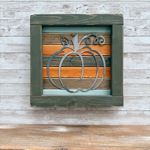 Pumpkin Wood and Metal Sign/ Fall /Weathered Wood / Rustic / Decor Farmhouse / Plasma Cut / Individually Painted Strips