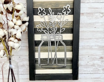 Wild Flower Sign / Spring / Wall Decor / Farmhouse / Wood and Metal / Rustic / Weathered Wood / Gift / Handmade / Mom / Mother’s Day