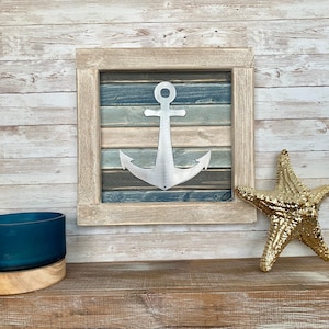 Anchor Wall Art / Wood and Metal / Lake / Boating / Nautical / Cabin / Sign / Weathered Wood / Rustic / Farmhouse / Plasma Cut / Steel