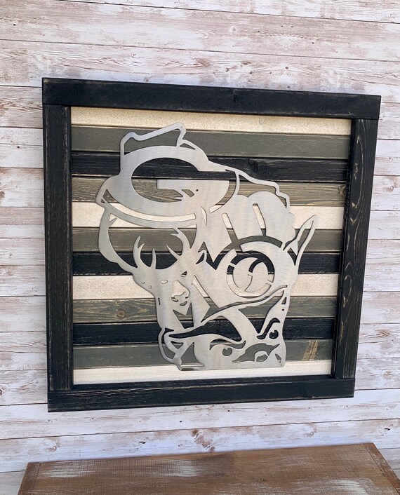 Wisconsin Sports Sign / WI / Bucky Badger / Green Bay Packers / Bucks / Brewers / Weathered Wood and Metal / Football / Sports / Man Cave