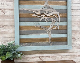 Swordfish Wall Art / Wood and Metal / Sign / Ocean / Beach / Florida / Sand / Hawaii / Tropical / Rustic / Farmhouse / Wall Decor / Fish