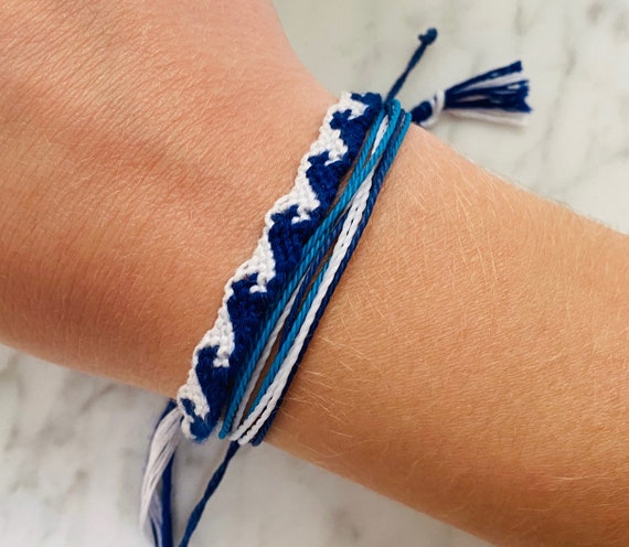 Adjustable Wave Beach Themed String Bracelet Set FREE SHIPPING Blue and  White Aesthetic Bracelet Pair for Summer -  Canada