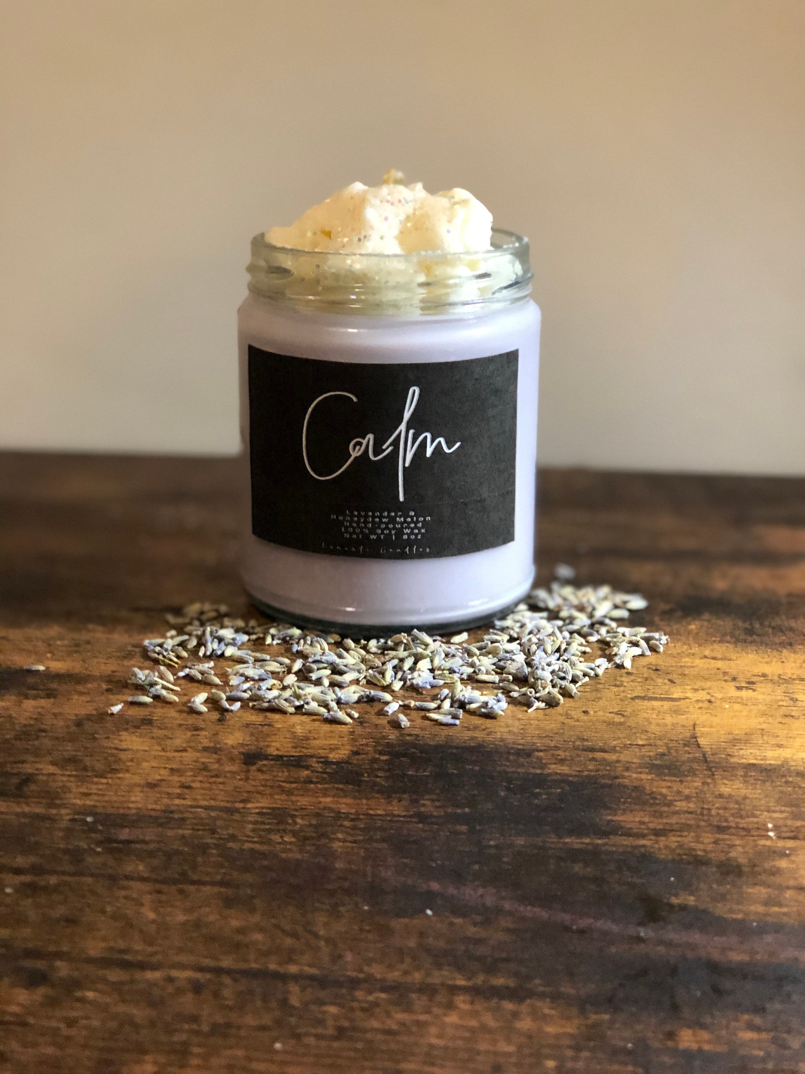 Calming Lavender Candle Lavender Sea Salt Aromatherapy Etsy