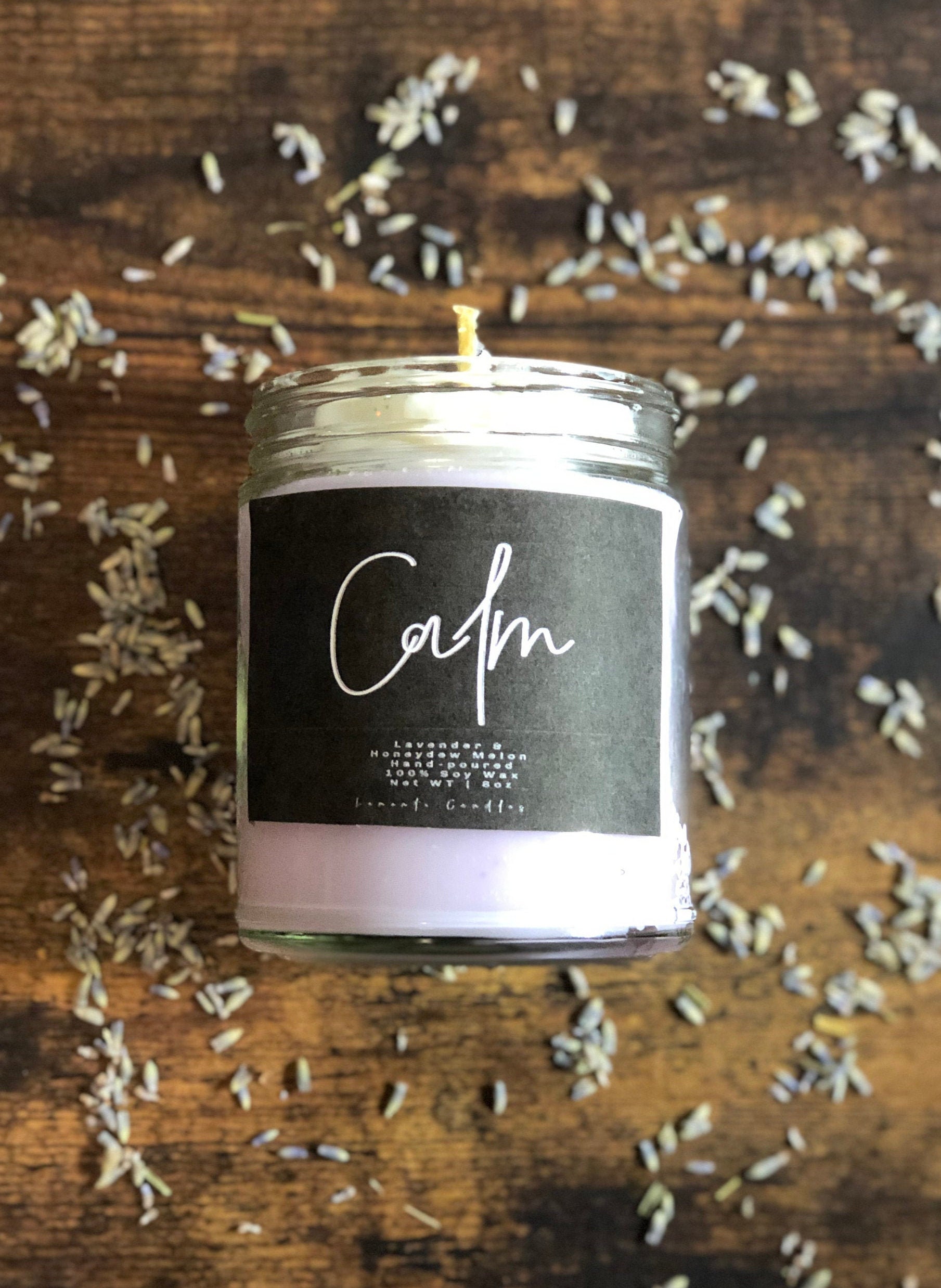 Calming Lavender Candle Lavender Sea Salt Aromatherapy Etsy
