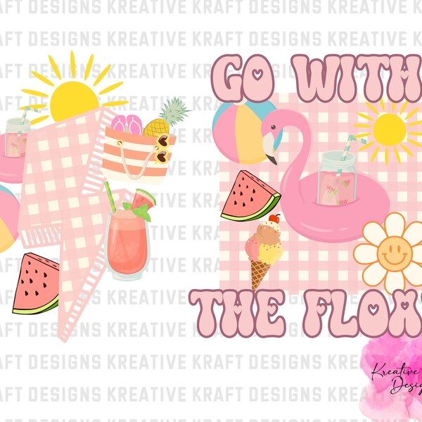 Go With The Float SVG/PNG | Summer  Designs| Front and Back Summer Designs| Digital Downloads| Digital Designs| Retro Summer Designs