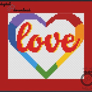 Just Love - tiny rainbow heart cross stitch pattern - approx. 4x4in (download) - all profits to MindOut