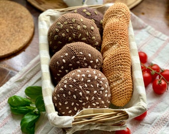 Gestricktes Brot für Kinderküche, Rollenspielfutter, Montessori Aktivitätsspielzeug, Geschenk für den Koch