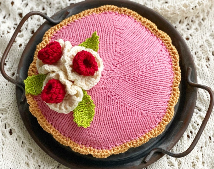 Crochet Raspberry Tart,  Pretend Play Food, Montessori Kitchen, Kids Bakery Play