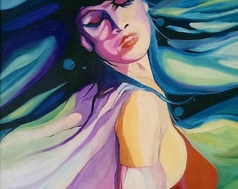 Dancer - abstract art, original oil painting depicting a dancing woman, living room decoration, 50x60 cm