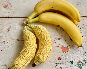 Crochet Banana Toy, Play Food for Toddlers,  Cotton Pretend Fruit