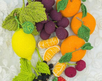 Frutta all'uncinetto mandarino, decorazione per la cucina, cibo