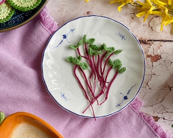 Crochet Radish Sprouts Set: Handmade Montessori Play Food Garnish