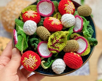 Crochet Vegetable Salad: Handmade Play Food, Vegan Gift