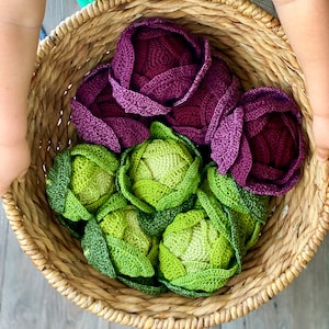 Baby crochet cabbage for cooking fun, handmade vegetables, crochet food, eco gift for farmer, sensory toy
