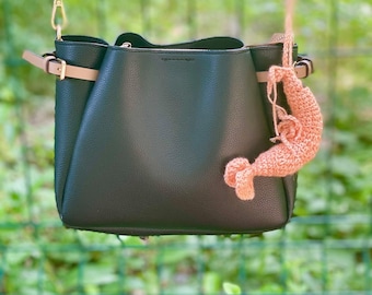 Crochet Shrimp Bag Charm: Handmade Cotton-Acrylic Keychain