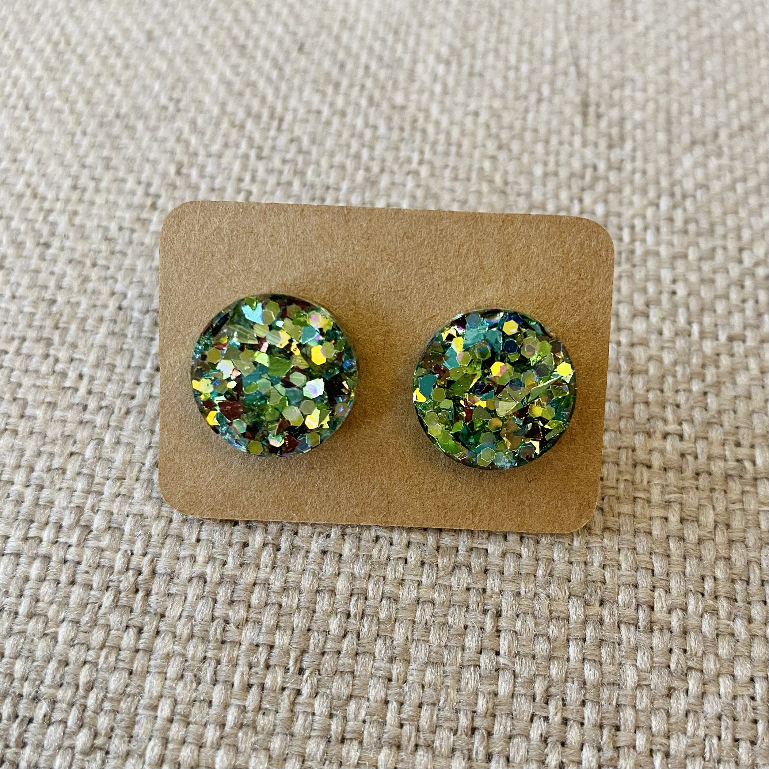 Multicolored Round Resin Stud Earrings 12mm Etsy