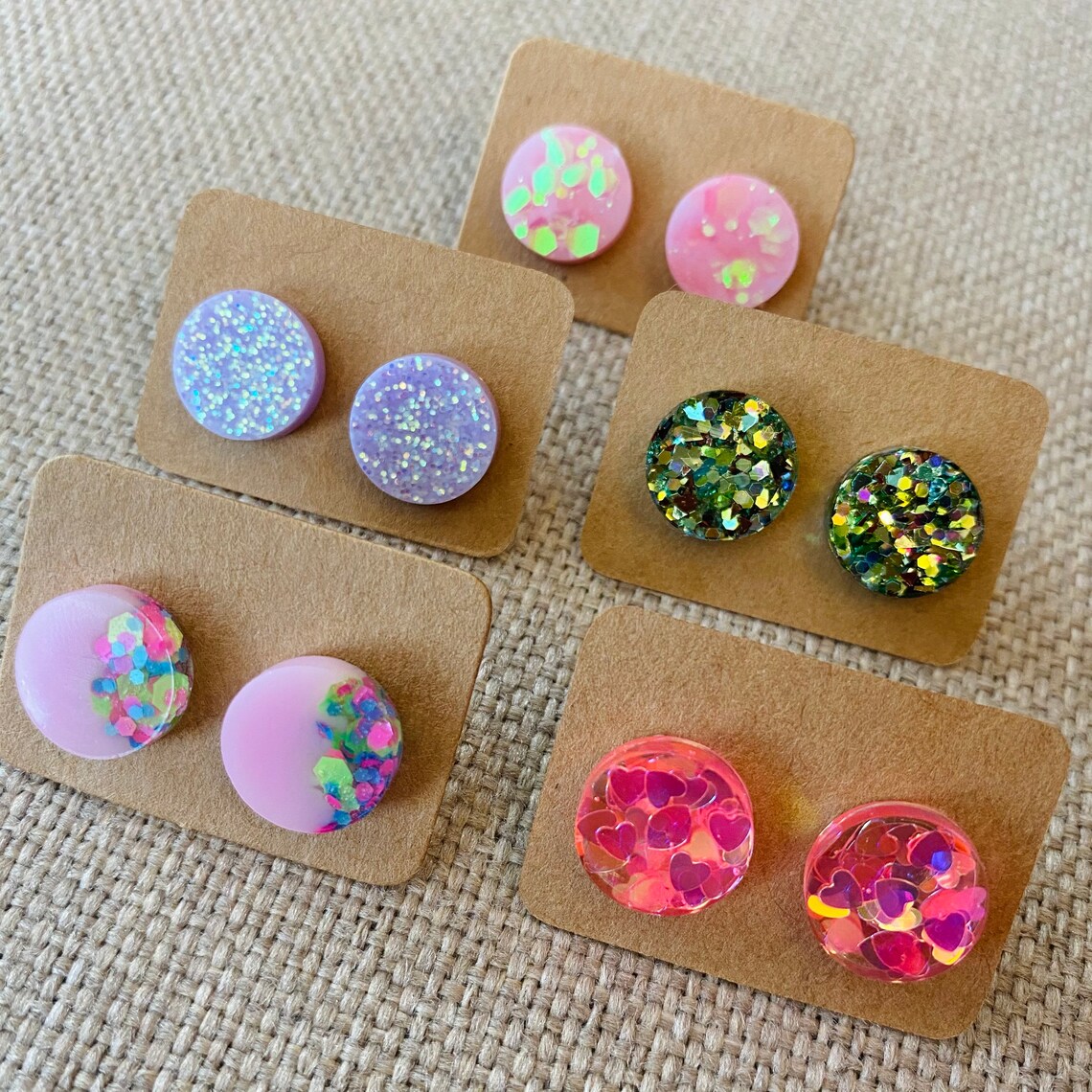 Multicolored Round Resin Stud Earrings 12mm Etsy