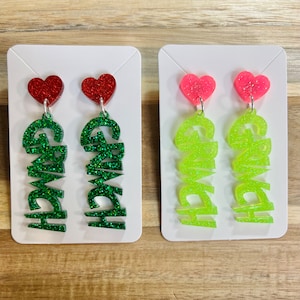 Grinchy Pom Pom Earrings Grinchy Pom Pom Earrings