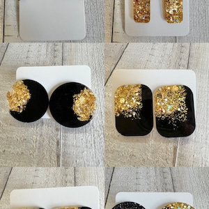 Variety gameday black and gold earrings