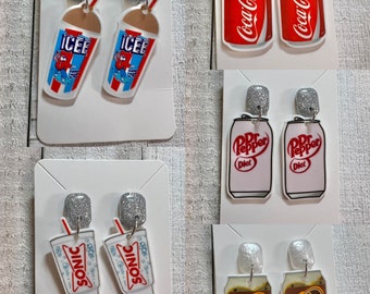 Various acrylic drink dangle earrings
