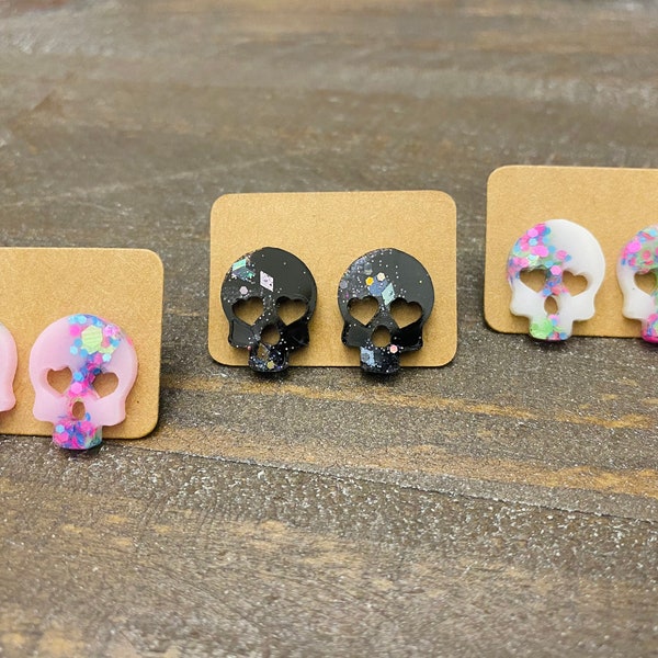 Multicolored Sugar Skull Studs