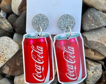 Red soda acrylic dangle earrings