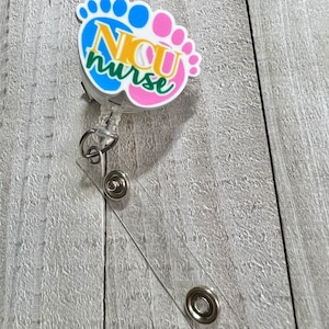 NICU nurse acrylic badge topper/badge reel; Alligator reel; Velcro back; interchangeable