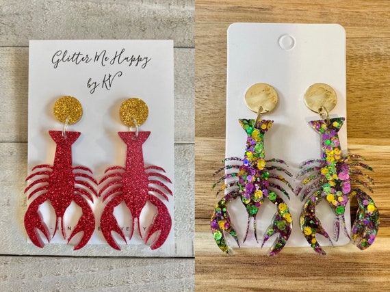 ザリガニ樹脂のダングルイヤリング - Etsy 日本