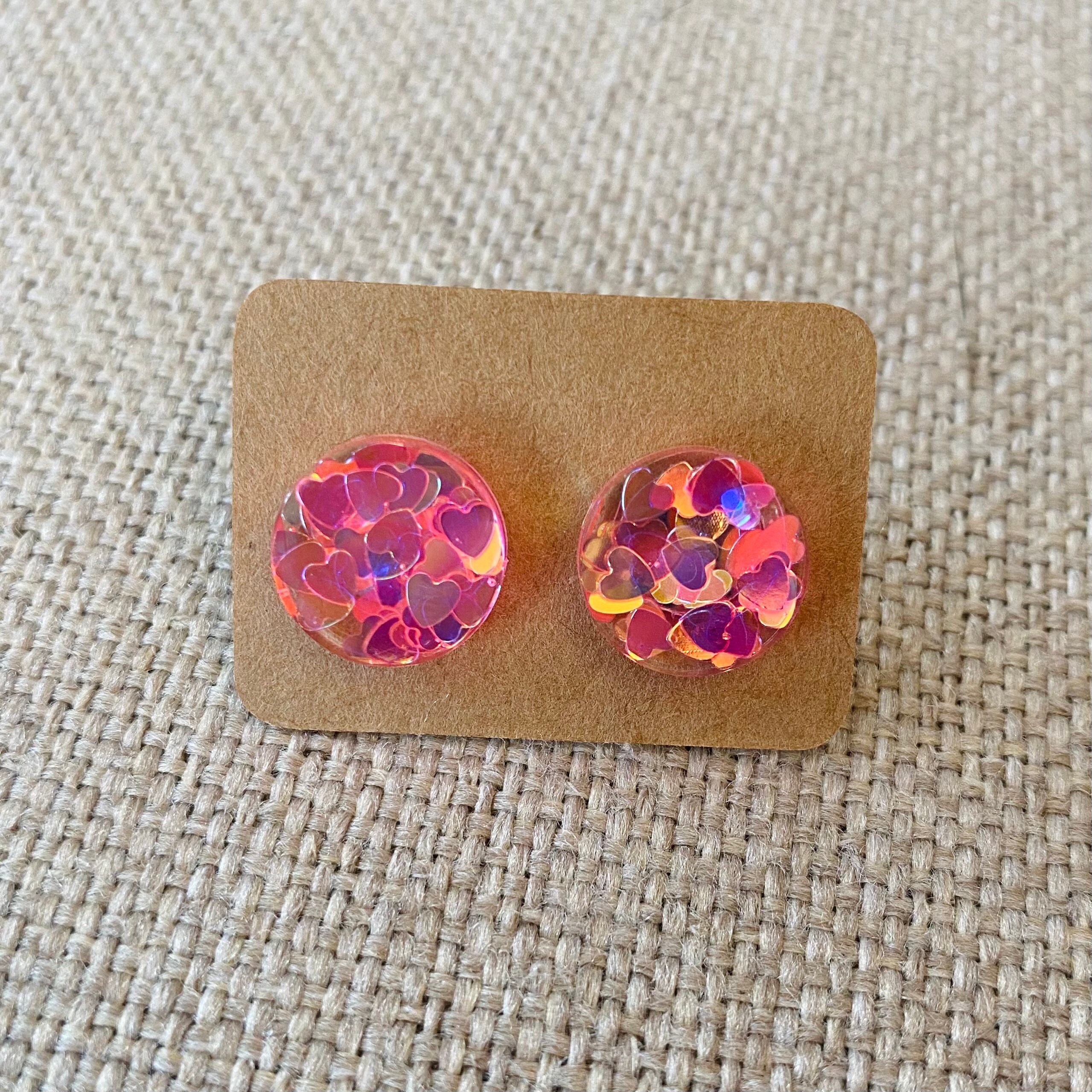 Multicolored Round Resin Stud Earrings 12mm Etsy