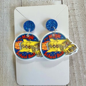 School bus acrylic dangle earrings