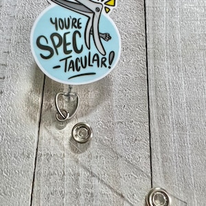 Spectacular acrylic badge topper/badge reel; Alligator clip; interchangeable