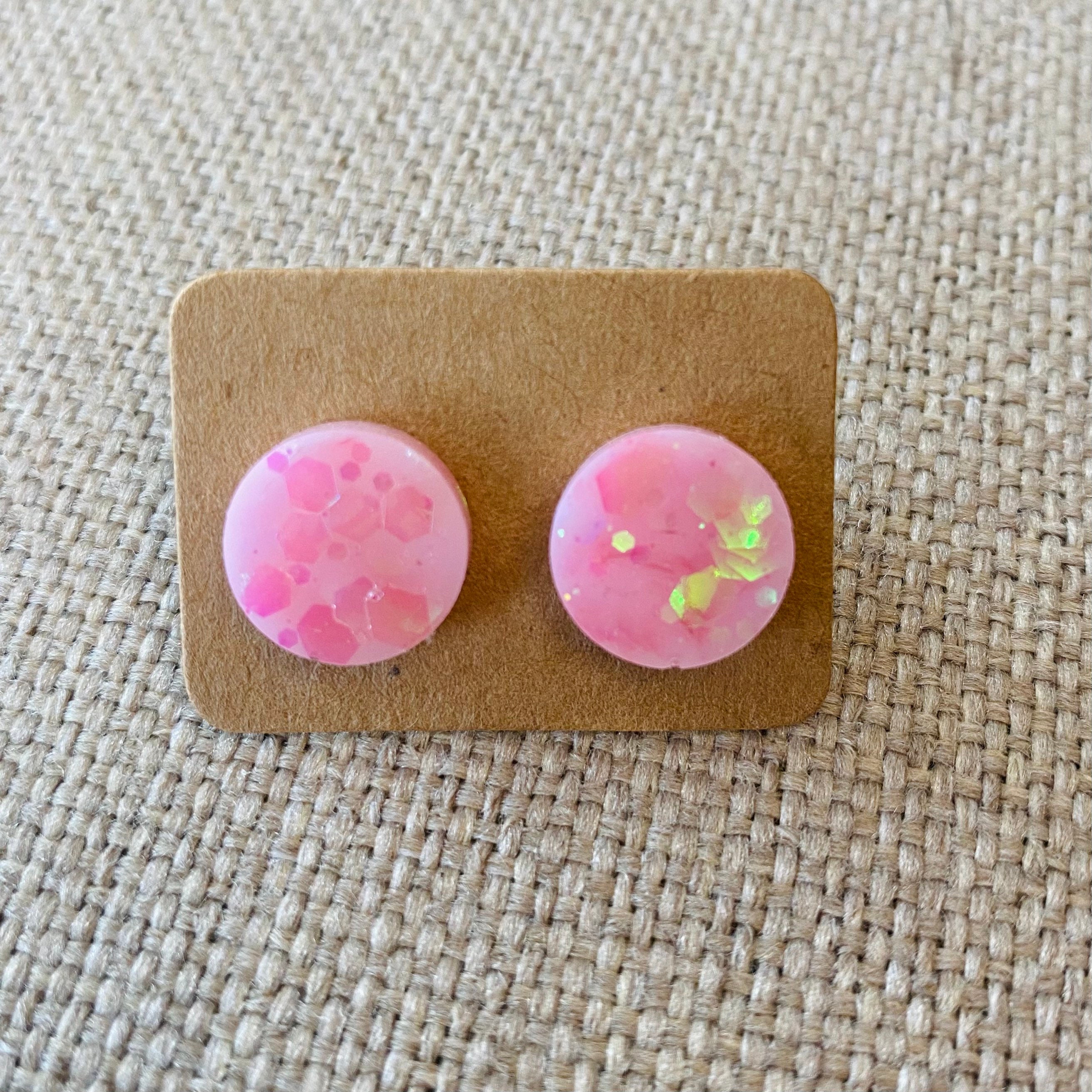Multicolored Round Resin Stud Earrings 12mm Etsy