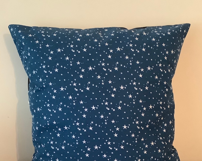 Stars Cushion Cover 16” x 16” - Navy Blue Space Sky Fabric Home Decor Sewing Living Room Bedroom Nursery Cushion inner option. Handmade