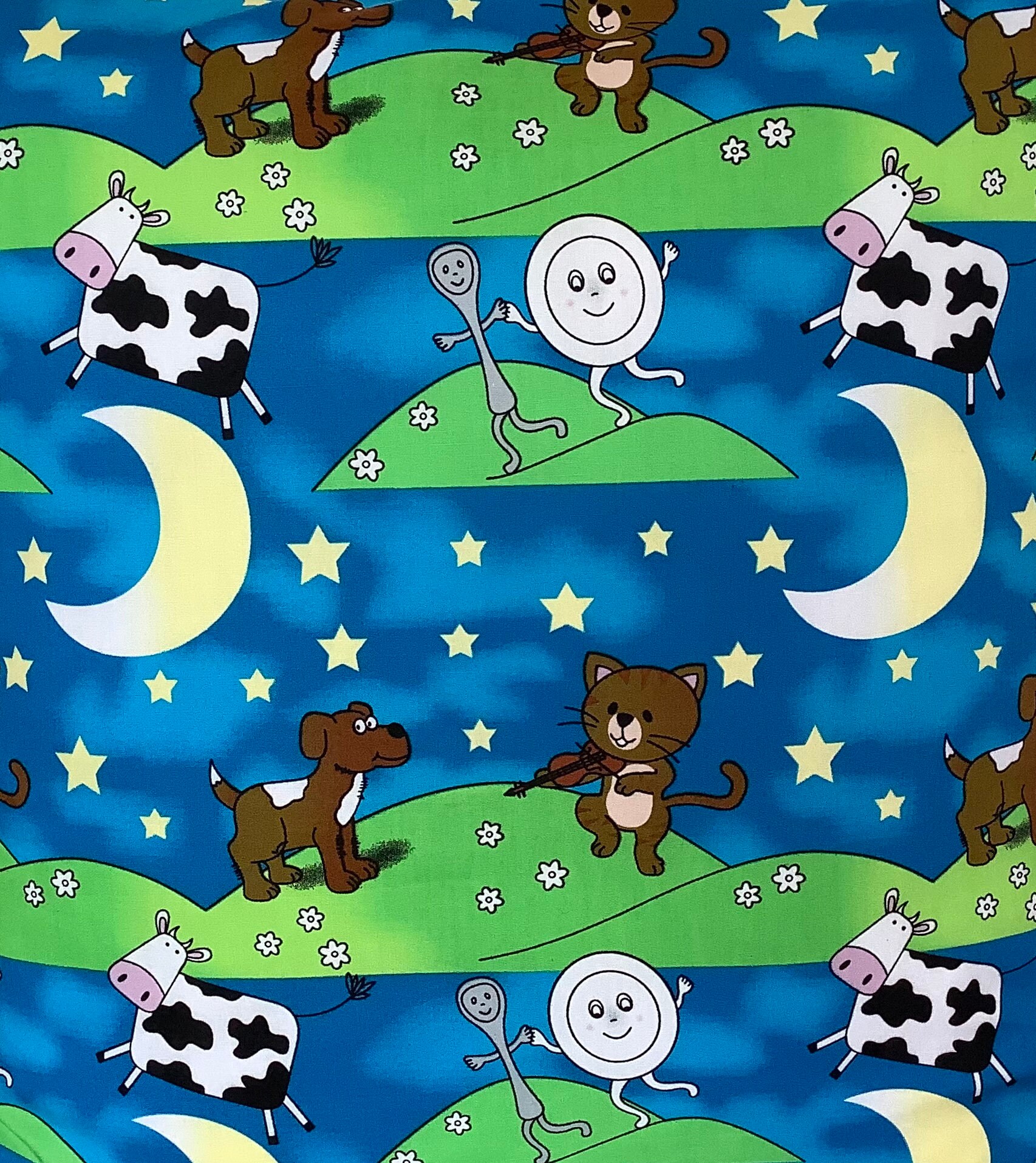 Nursery Rhymes Cushion Cover 16 X 16 Cat Cow Dog Moon Etsy UK