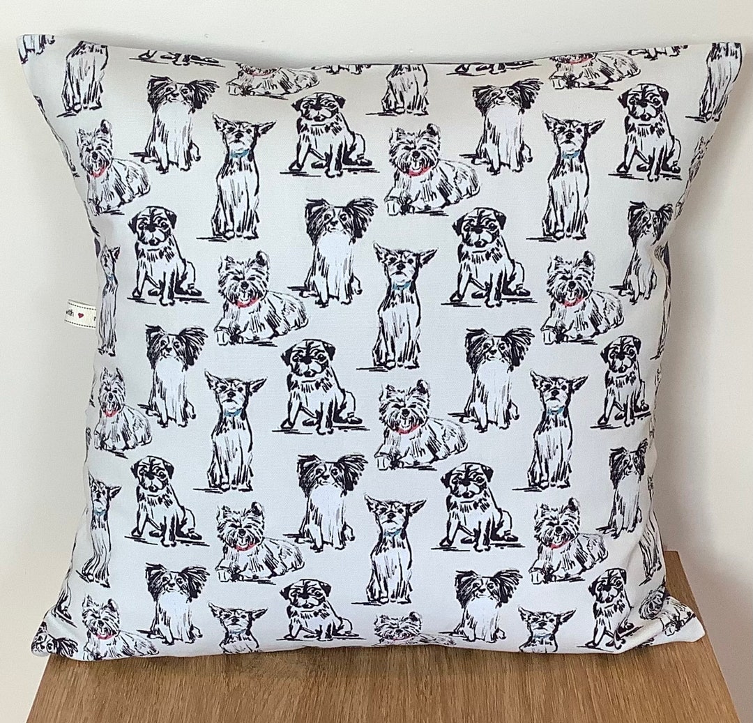 Dogs Cushion Cover 16 X 16 Dogs in Collars Puppies White Etsy UK