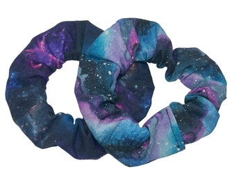 Space Scrunchies. Planets Hair Ties / Bobble. Adult. Birthday Gift. Stocking Filler, Gift for her. Universe, Galaxy, Star Hair Accessories