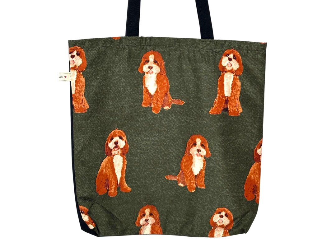 Handmade Cavapoo Dog Print Tote Bag – Cockapoo Dog Breed Design ...