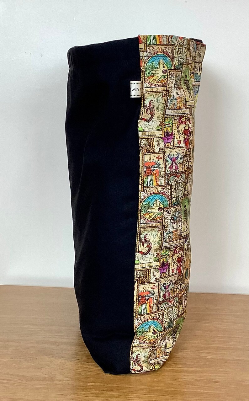 Tarot Cards Shopping Tote Lined Bag. Spiritual Reading, Mystic Gift. Reusable, Black Handles. Handmade. Christmas present gift idea afbeelding 5