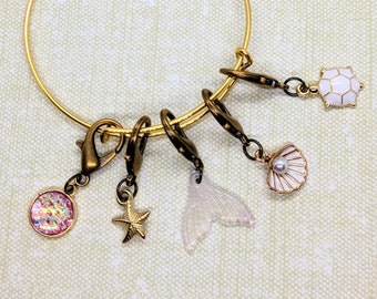 Mermaid-Themed Set of Stitch Markers for Crochet, Stitch Saver for Knitting, Progress Tracker Markers, Large Lobster Clasp Crochet Markers