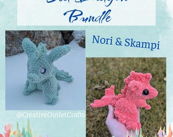BUNDLE Sea Dragon Crochet Patterns, Nori and Skampi, PDF Pattern Digital Download, Leafy Sea Dragon Amigurumi Instructions, Seahorse