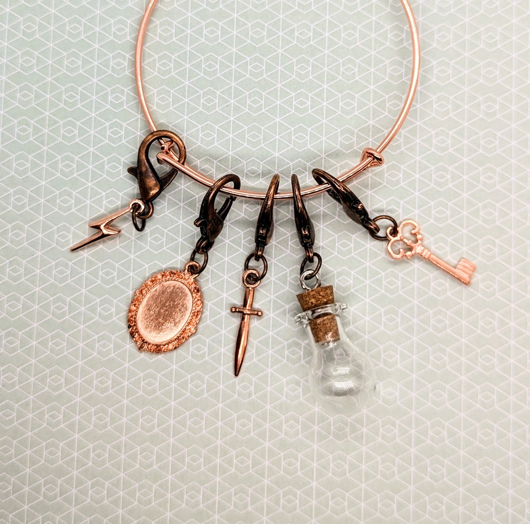 Dungeon Adventurethemed Set of 5 Stitch Markers for Crochet, Tabletop