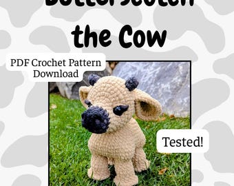 Butterscotch The Cow Crochet Pattern, PDF Pattern Digital Download, Plush Cow Amigurumi, Pattern Tested, Interactive PDF Navigation