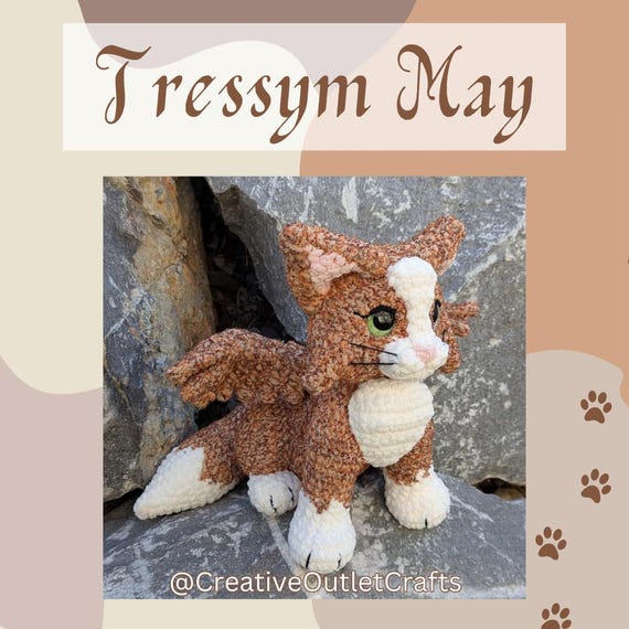 May the Tressym Cat Crochet Pattern, PDF Pattern Digital Download, Plush Tressym Amigurumi, Gift Idea for Tabletop Gamers, RPG Present