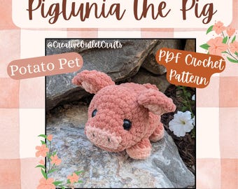 Pigtunia the Pig, POTATO PET Crochet  Amigurumi Pattern