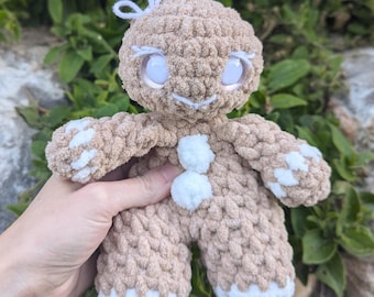 Gingerbread Girl Crocheted Plushie, Christmas Snuggler Toy, Stocking Stuffer Gift Idea, Gingerbread Holiday Decoration, Soft Lovey Plush