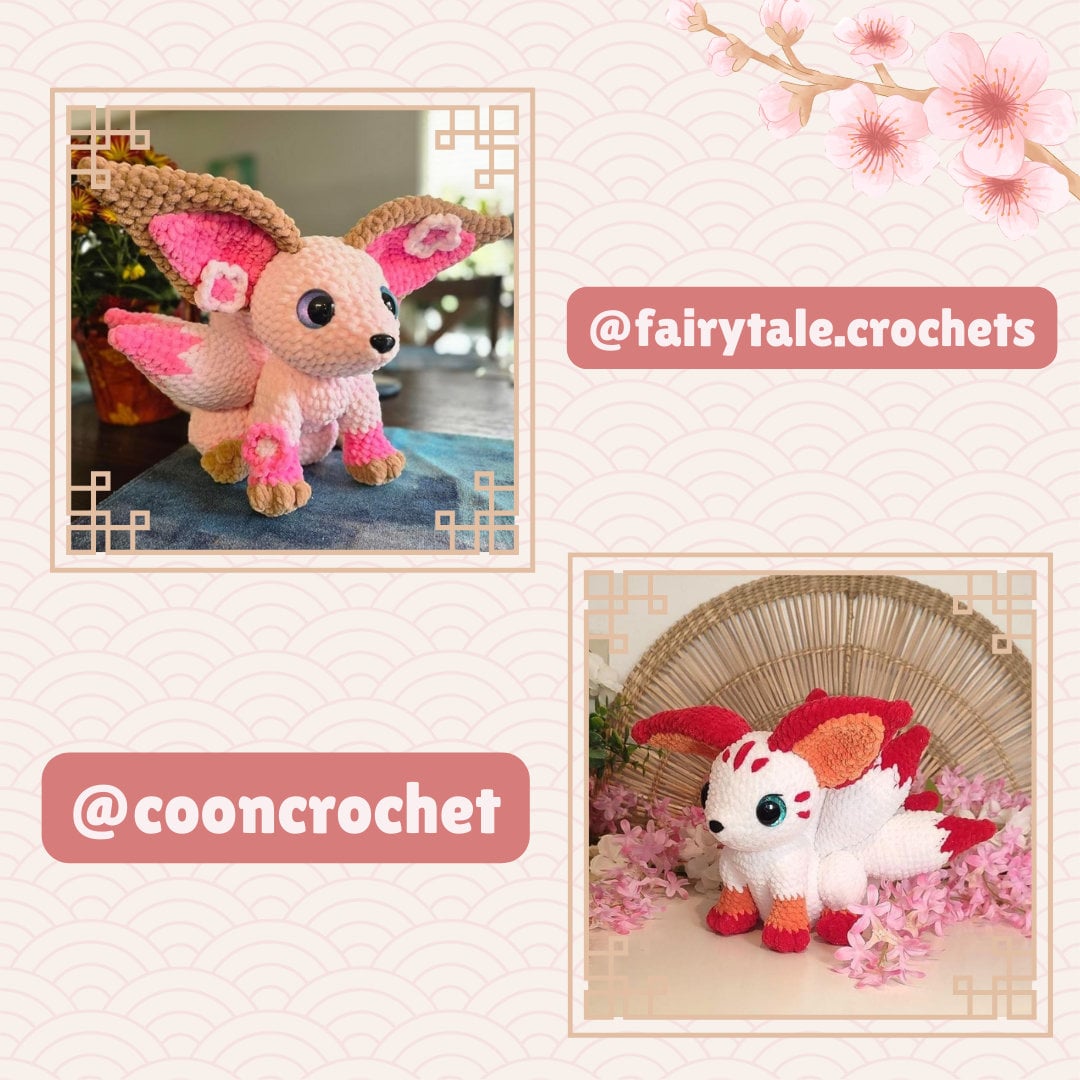 Mimi the Gumiho Crochet Pattern, Nine Tailed Fox Amigurumi