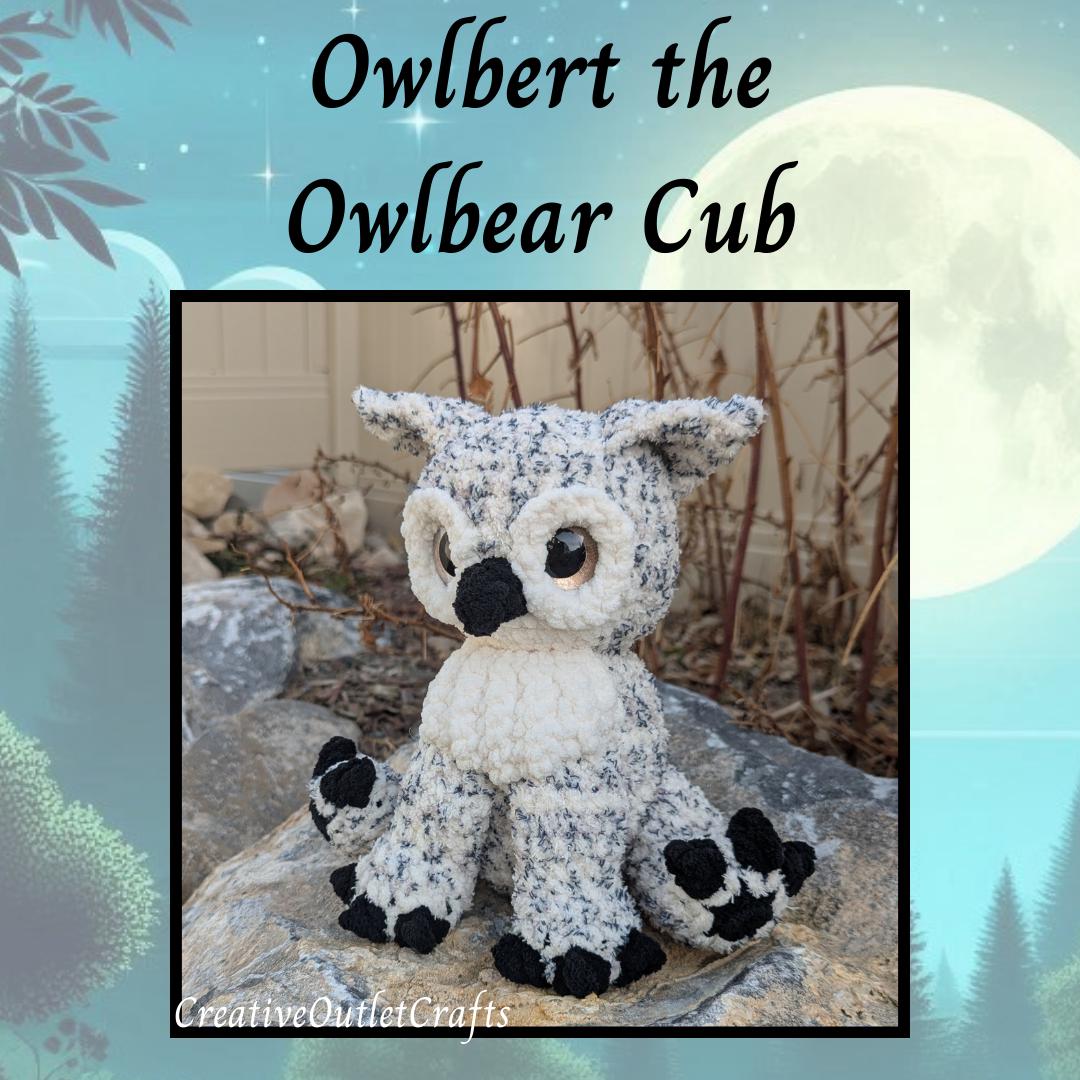 Owlbert the Owl Bear Cub Crochet Pattern, PDF Pattern Digital Download, Plush Owlbear Amigurumi, Gif