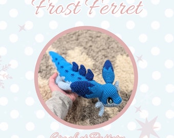 Frost Ferret Crochet Pattern, PDF Digital Download, Video Game Amigurumi, Cute Chill Plushie, Geeky Gift, Gamer Present Idea