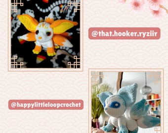 Mimi the Gumiho Crochet Pattern, Nine Tailed Fox Amigurumi