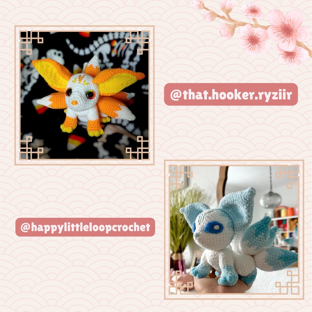 Mimi the Gumiho Crochet Pattern, Nine Tailed Fox Amigurumi
